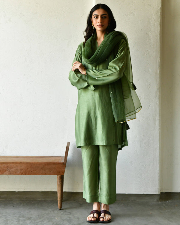 Rang green straight kurta set of 3