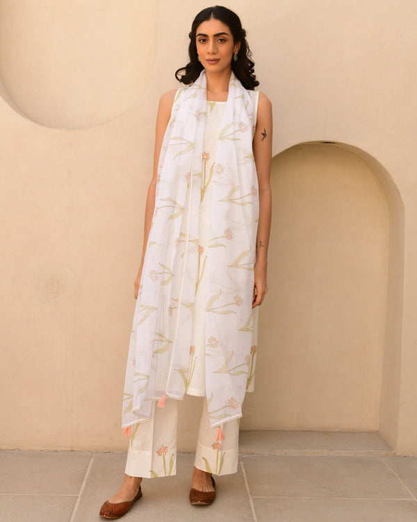 Pink cotton handblockprinted Straight kurta set of 3