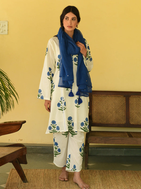 Sukoon blue short kurta set